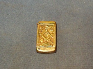 An embossed brass vesta case with Masonic emblem decoration 3"