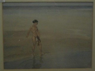 After Sir William Russell Flint, a coloured print "Gemmaines Beach" 7" x 10"