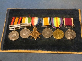 A group of 6 medals to 5237 Boy, later Warrant Officer 2nd Class E Capkin The 2nd Royal Berkshire Regt. and The Royal Fusiliers, comprising Queen South Africa medal 1899-1900 2 bars Cape Colony Orange Free State, Kings South Africa medal 2 bars South Africa 1901-1902, 1914-15 Star, British War medal and Victory  medal, George V issue Army Long Service Good Conduct medal, together with discharge papers from the 2nd Royal Berkshire Regt. dated 1910