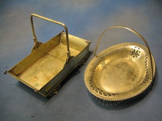An oval silver plated cake basket and a rectangular silver plated cake basket