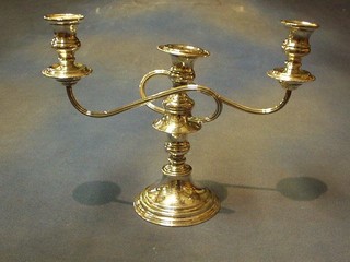 A silver plated 3 light candelabrum