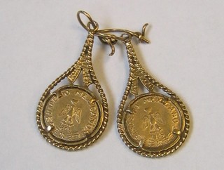 2 Continental gold coins mounted as earrings