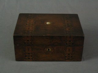 A 19th Century trinket box with inlaid banding and hinged lid 11"