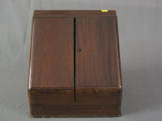 A Victorian mahogany stationery box with stepped and fitted interior, 12 1/2"