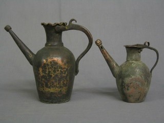 A pair of curious Eastern copper jugs 9" and 6"