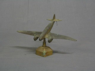 A 1930's brass model of a twin engined aircraft 7"