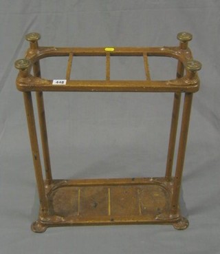 An Art Nouveau pressed metal 4 section stick stand 18"