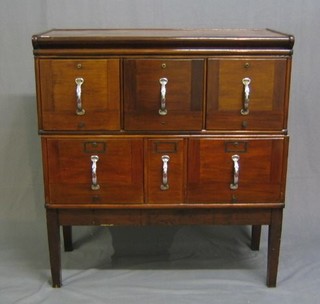 A Globe Wernicke style mahogany 2 tier filing chest fitted 6 drawers 41"