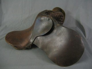 An old leather hunting saddle