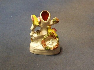A 19th Century Staffordshire arbour spill vase with 2 birds and bird nest 5" (branch f and r) 