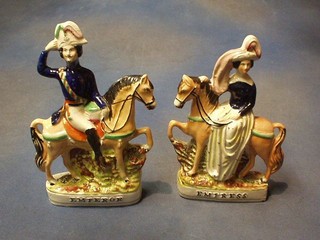 A pair of 19th Century Staffordshire flat back figures "Emperor and Empress" 11"