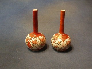 A pair of Kutani bottle specimen vases 6"