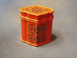 A Carltonware orange glazed trinket box and cover, base impressed 1972. 4"