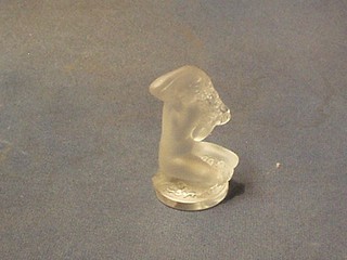 A modern Lalique figure of a seated naked lady, 4", boxed