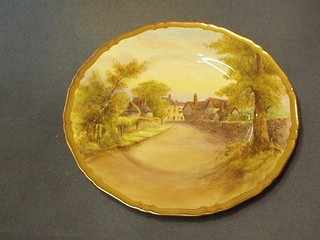 A Royal Worcester porcelain plate decorated Yewkesberg 11"