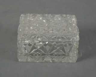 A rectangular cut glass trinket box 5"
