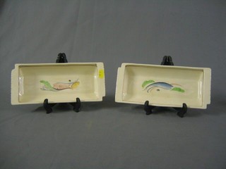 A pair of rectangular Susie Cooper fish dishes decorated fish, the base marked Susie Cooper Crown Works Burslem (slight crazing) 10"