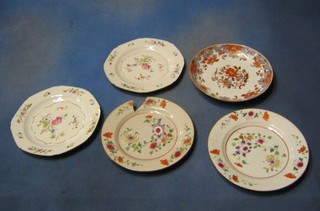 A 19th Century Japanese Imari porcelain bowl 9" and 4 Oriental porcelain plates (f)