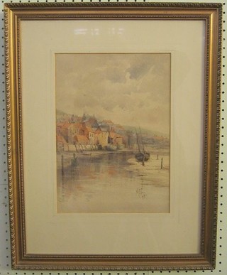 M  E Clisset, watercolour "Teignmouth Harbour" monogrammed MEC and dated '99 14" x 9"