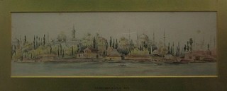 19th Century Watercolour "Panoramic View of Constantinople From the River 1873" 6" x 17"