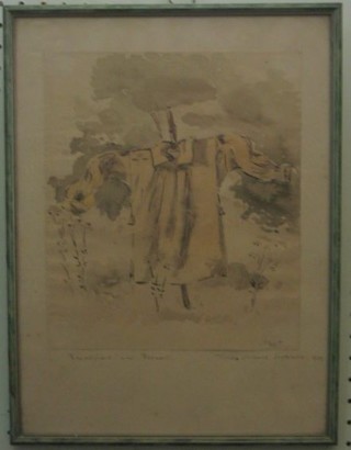 Watercolour sketch of a "Smock", monogrammed NW in the margin Round Flock and Ragwort, Taylors Orchard September 1939 10" x 9"