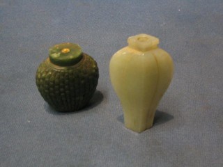An Eastern carved hardstone snuff bottle 3" and 1 other 2"
