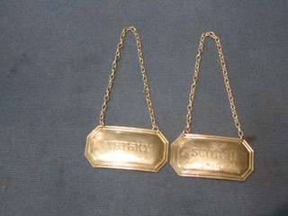 2 silver decanter labels "Whiskey and Scotch"