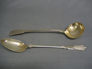 A silver plated Old English pattern ladle and a large silver plated serving spoon