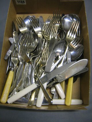 A collection of miscellaneous silver plated flatware