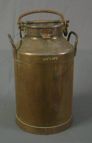 A coppered twin handled milk churn and cover by Samsone