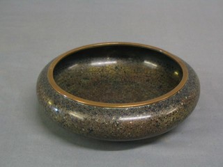 A 19th/20th Century black and gilt ground cloisonne enamelled bowl 8"