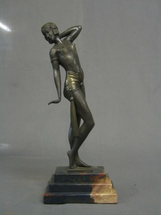 An Art Deco style figure of a lady raised on stepped base 14"