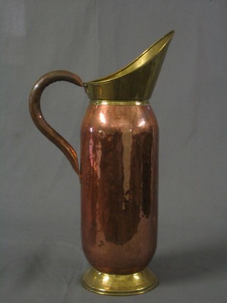 A copper and brass jug 21"