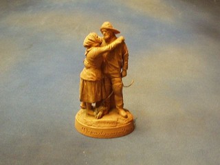 A 19th Century French terracotta figure of fisherman "Souvenir of St Michael's Mount" marked Depaut Pourpla Pecke, the back incised 113 8" (f and r)
