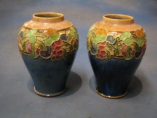 A pair of Royal Doulton salt glazed vases, the base impressed 8721X 9"