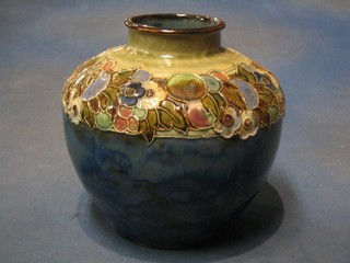 A Royal Doulton salt glaze vase, base marked Royal Doulton 8689 8"