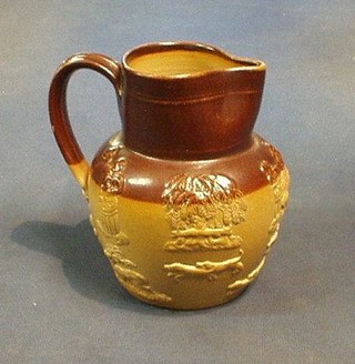 A brown stoneware harvest jug 6"
