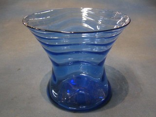 A 1950's Webb blue glass trumpet shaped vase 8"