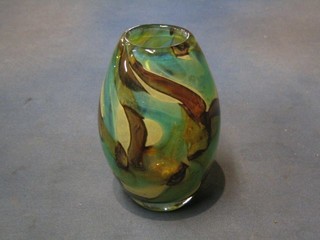 A 1950's Murano glass vase of oval form 7"