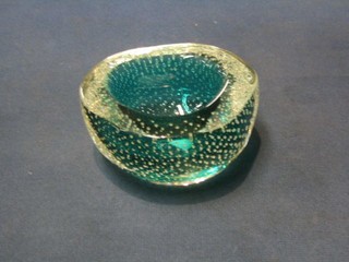 A Whitefriars style bubble glass ashtray 4"