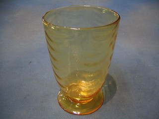 A Whitefriars amber glass vase, raised on a circular spreading base 8"