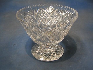 A heavy cut glass pedestal bowl 11"