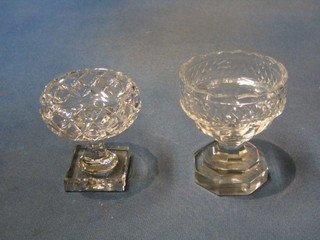 4 cut glass sundae dishes, 2 cut glass pickle jars, 3 18th/19th cut glass champagne flutes and sundry items of glassware