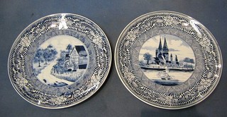 A pair of Delft pottery plates, the base marked Blau Holland 11"