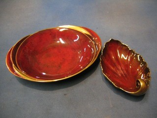 An oval Carltonware Rouge Royal twin handled dish 11" and a scalloped shaped dish