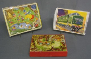 A 1950's handbag, an Oriental doll and a collection of children's games etc