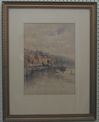 M  E Clisset, watercolour "Teignmouth Harbour" monogrammed MEC and dated '99 14" x 9"