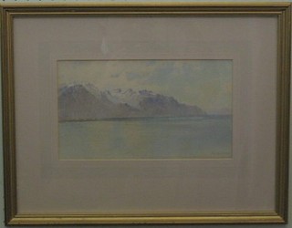 H L Lac Leman (Hardwick Lewes), watercolour "Lake Geneva" 6" x 10"