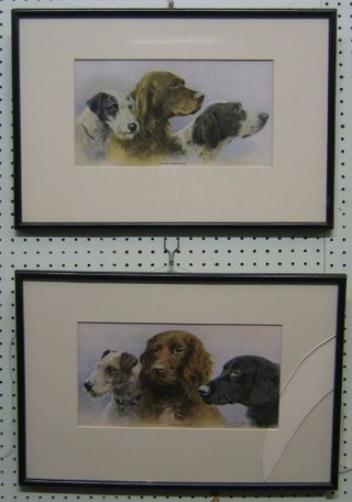 A pair of 1920's coloured prints of dogs "Kennel Companions and Faithful Friends" 6" x 12"
