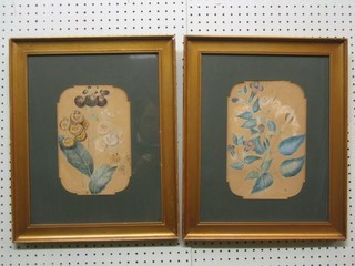 A pair of 19th Century watercolour drawings, still life studies "Flowers" 10" x 6"